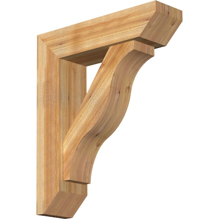 Ekena Millwork Funston Slat Rough Sawn Bracket w/ Offset Brace, Western Red Cedar, 8"W x 30"D x 36"H BKT0806X30X36FST06RWR